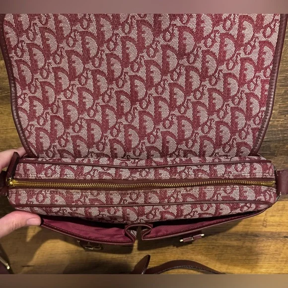 Dior Burgundy Monogram Crossbody Satchel Messenger Bag - Picture 12 of 16